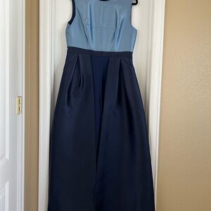 Kay Unger Two-Tone Blue Maxi Dress